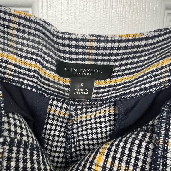 Ann Taylor Factory Plaid Trousers in Navy and Yellow - Picture 2 of 4